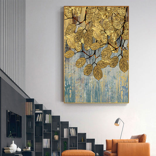 Abstract Golden Leaf Oil Paintings on Canvas